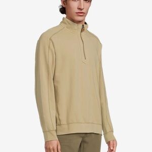 Tommy Bahama Ben & Terry Half Zip Stone Khaki XXL Cotton Blend NWT MSRP $120